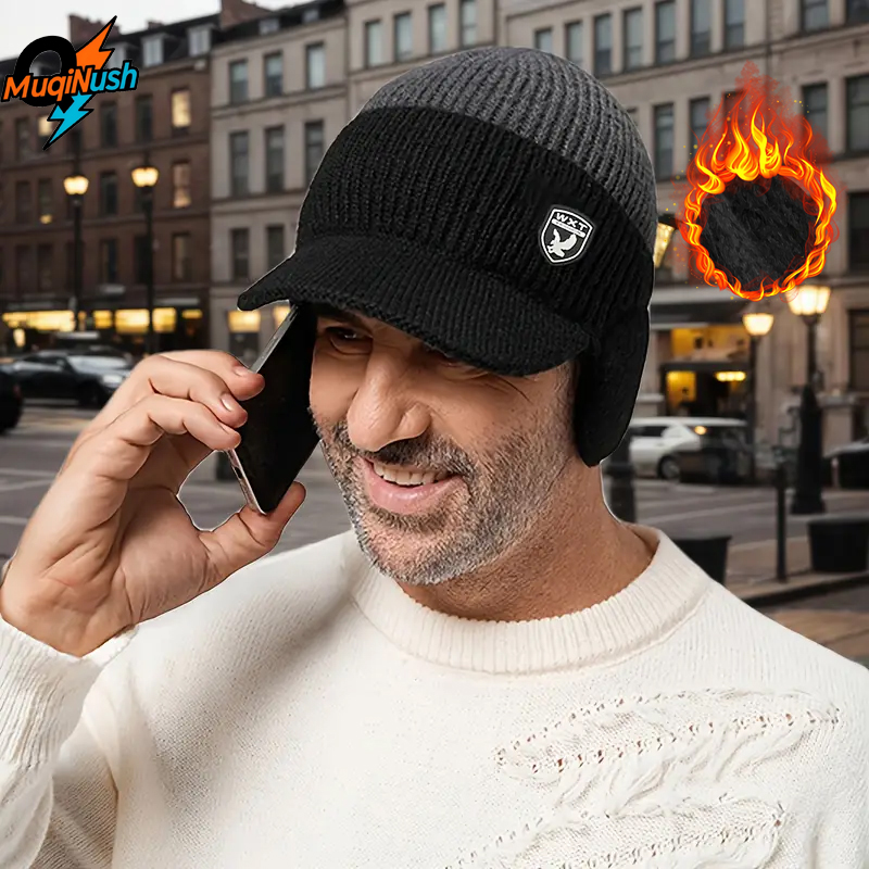 Cycling Gear Weather - Berretto Invernale MuqiNush con Paraorecchie, Cappello